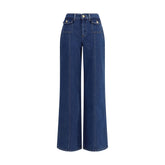 Blue Cotton High-Waisted Jean